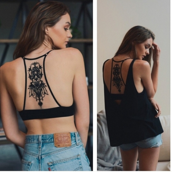 Other - Restocked! Black Tattoo-Backed Bralette